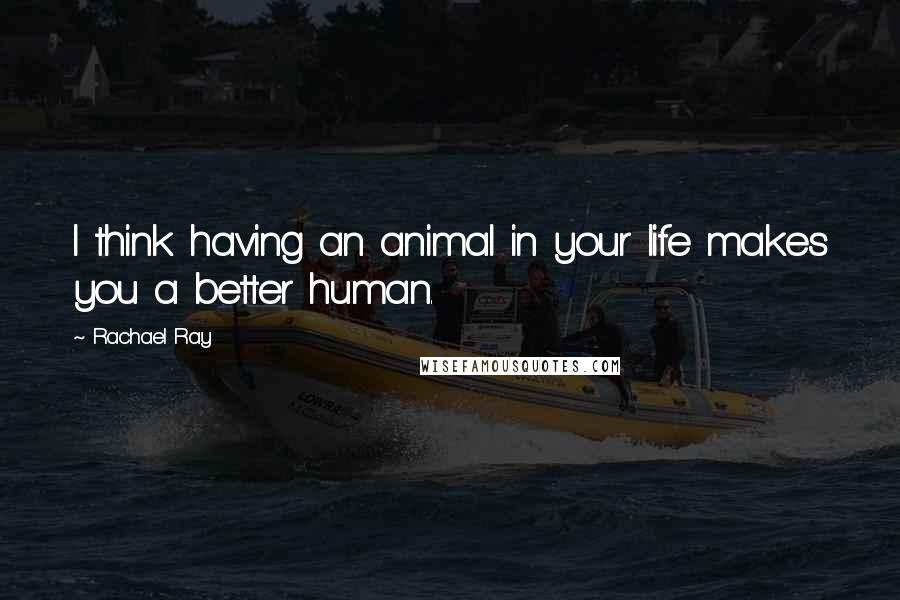 Rachael Ray Quotes: I think having an animal in your life makes you a better human.