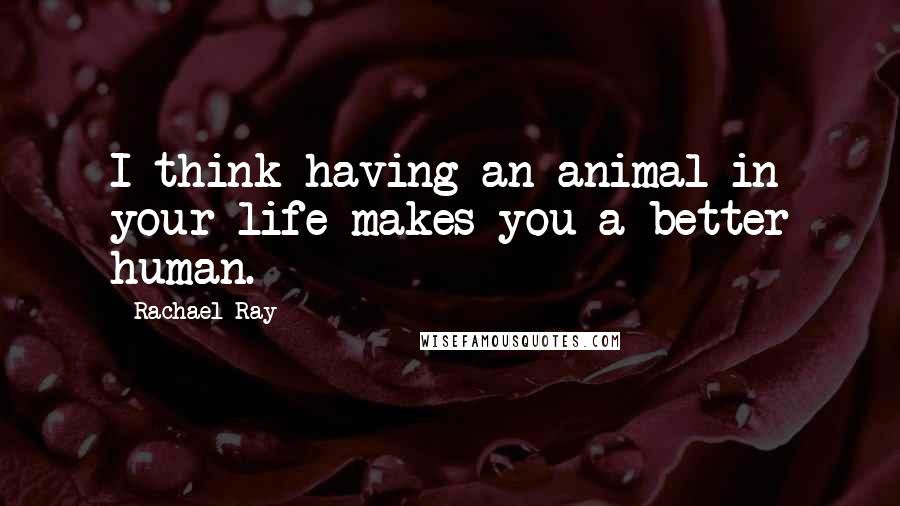 Rachael Ray Quotes: I think having an animal in your life makes you a better human.