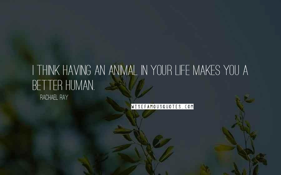 Rachael Ray Quotes: I think having an animal in your life makes you a better human.