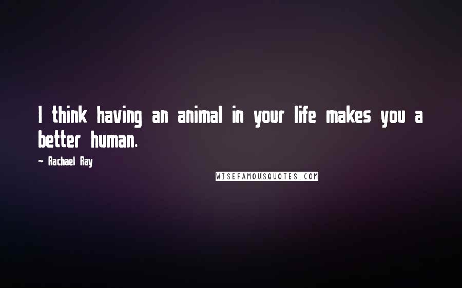 Rachael Ray Quotes: I think having an animal in your life makes you a better human.