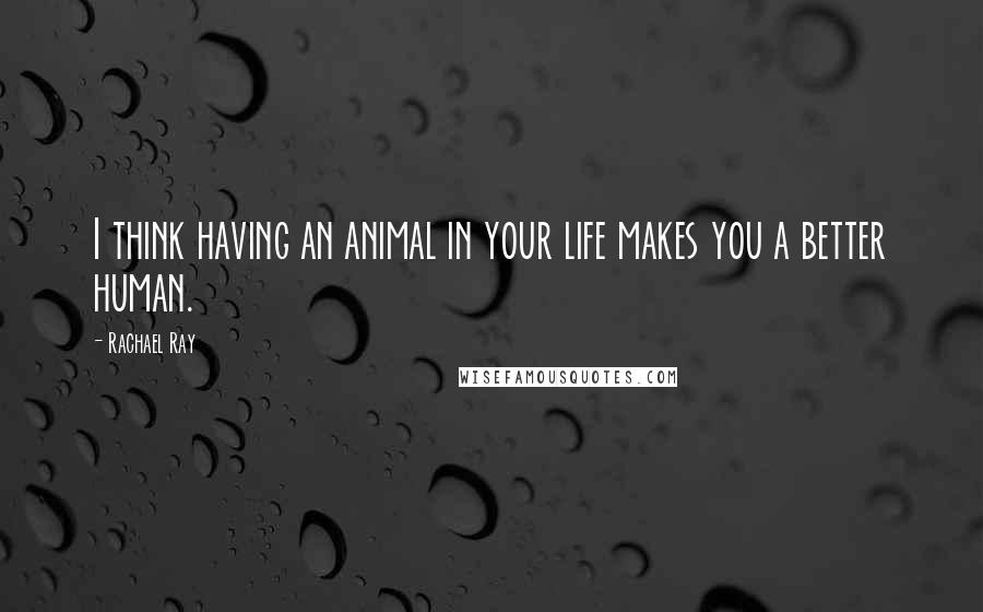 Rachael Ray Quotes: I think having an animal in your life makes you a better human.