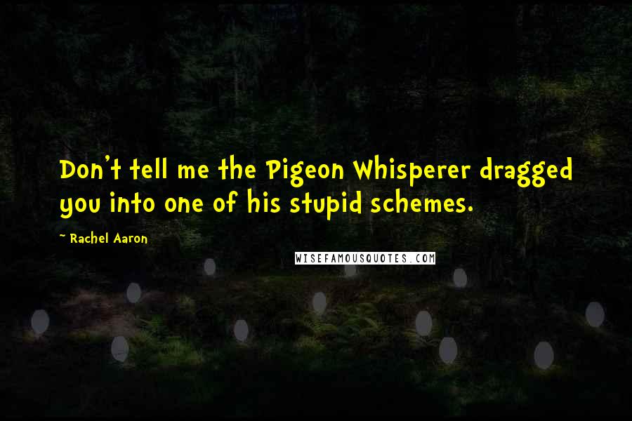 Rachel Aaron Quotes: Don't tell me the Pigeon Whisperer dragged you into one of his stupid schemes.