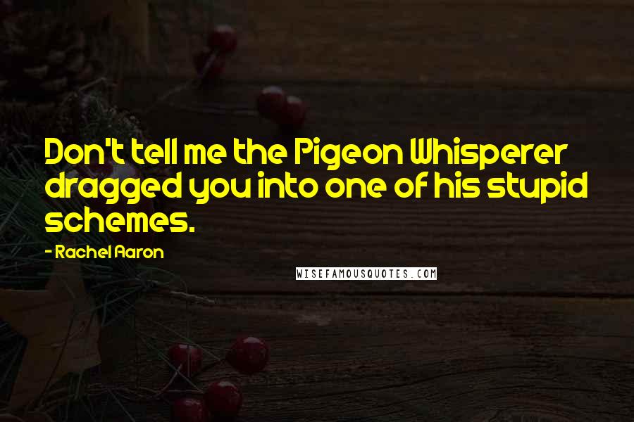 Rachel Aaron Quotes: Don't tell me the Pigeon Whisperer dragged you into one of his stupid schemes.