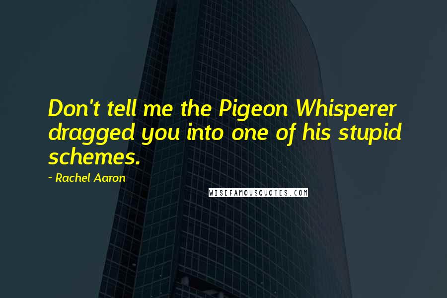 Rachel Aaron Quotes: Don't tell me the Pigeon Whisperer dragged you into one of his stupid schemes.