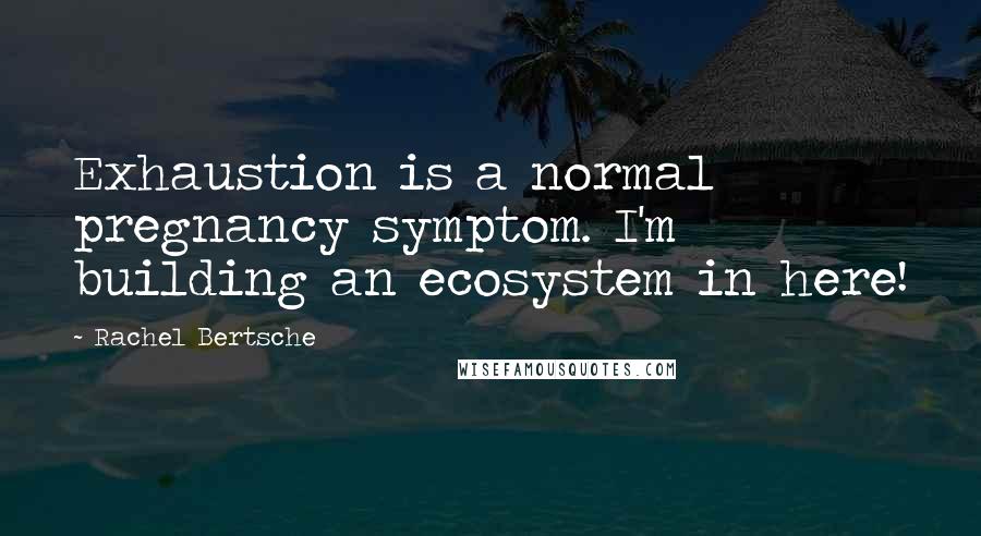 Rachel Bertsche Quotes: Exhaustion is a normal pregnancy symptom. I'm building an ecosystem in here!