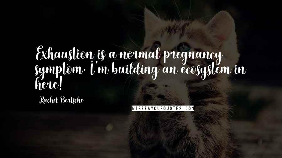 Rachel Bertsche Quotes: Exhaustion is a normal pregnancy symptom. I'm building an ecosystem in here!