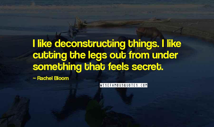 Rachel Bloom Quotes: I like deconstructing things. I like cutting the legs out from under something that feels secret.