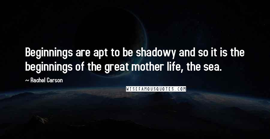 Rachel Carson Quotes: Beginnings are apt to be shadowy and so it is the beginnings of the great mother life, the sea.