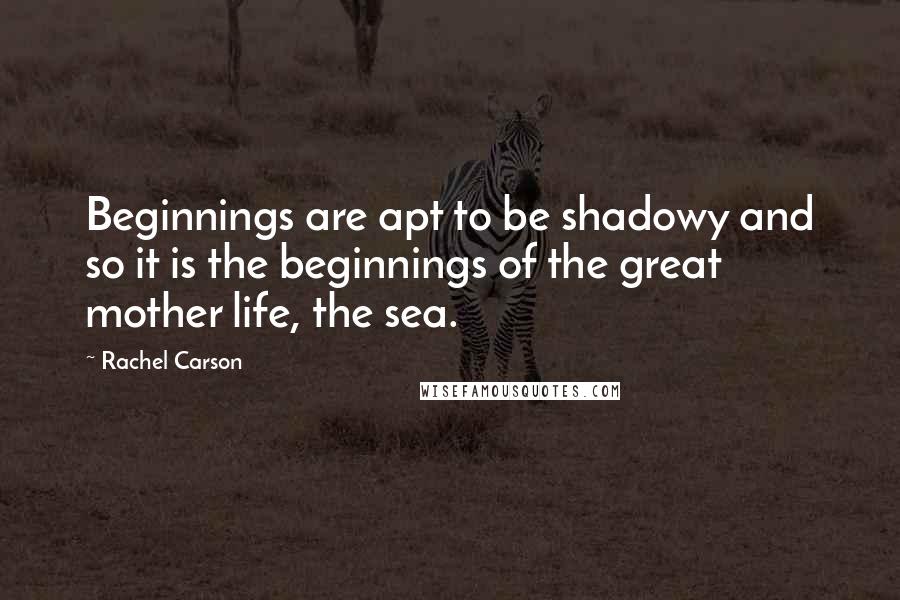 Rachel Carson Quotes: Beginnings are apt to be shadowy and so it is the beginnings of the great mother life, the sea.