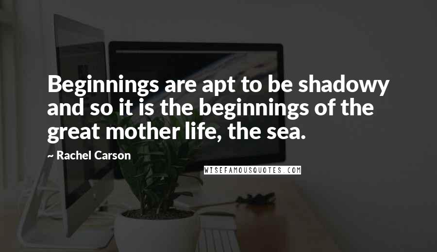Rachel Carson Quotes: Beginnings are apt to be shadowy and so it is the beginnings of the great mother life, the sea.