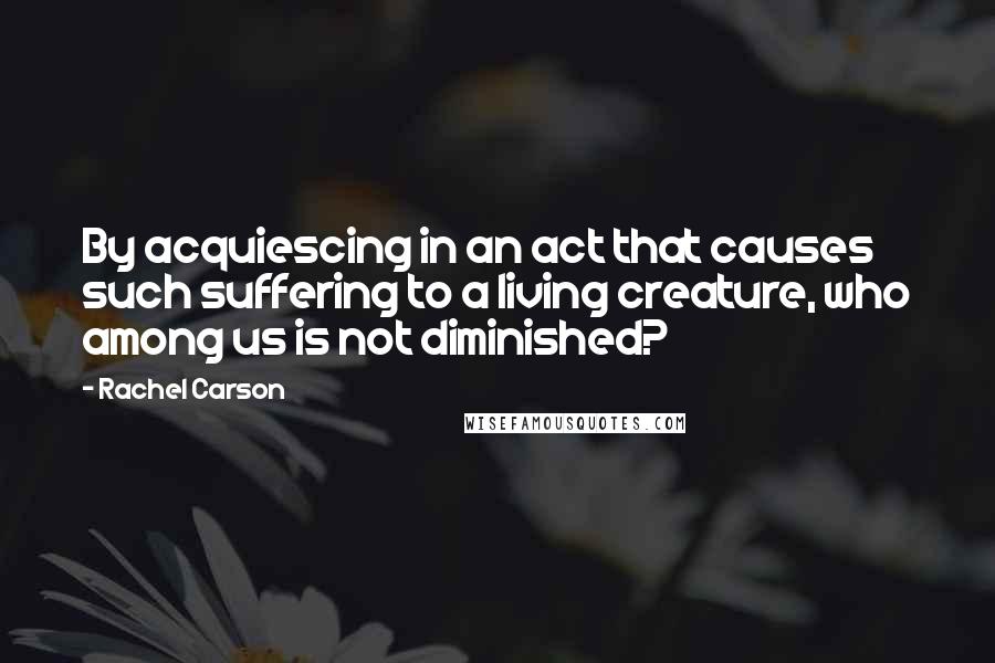 Rachel Carson Quotes: By acquiescing in an act that causes such suffering to a living creature, who among us is not diminished?