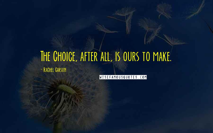 Rachel Carson Quotes: The Choice, after all, is ours to make.
