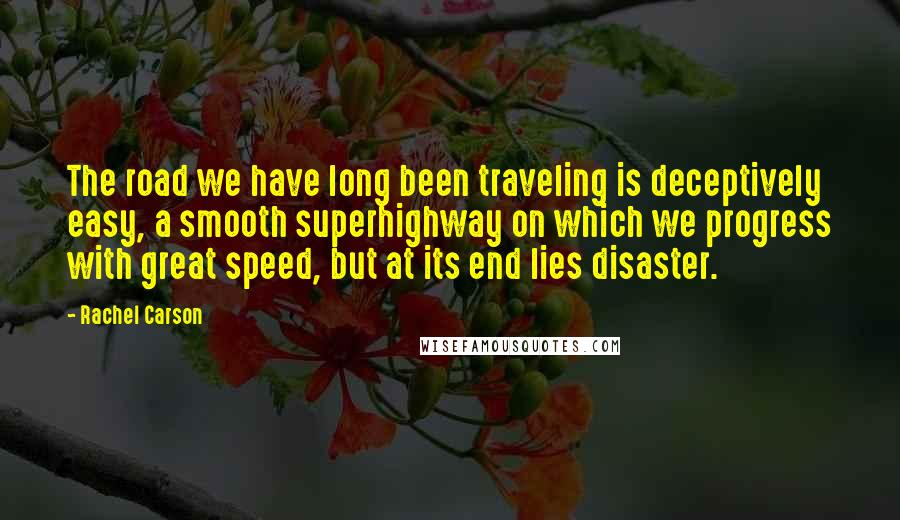 Rachel Carson Quotes: The road we have long been traveling is deceptively easy, a smooth superhighway on which we progress with great speed, but at its end lies disaster.