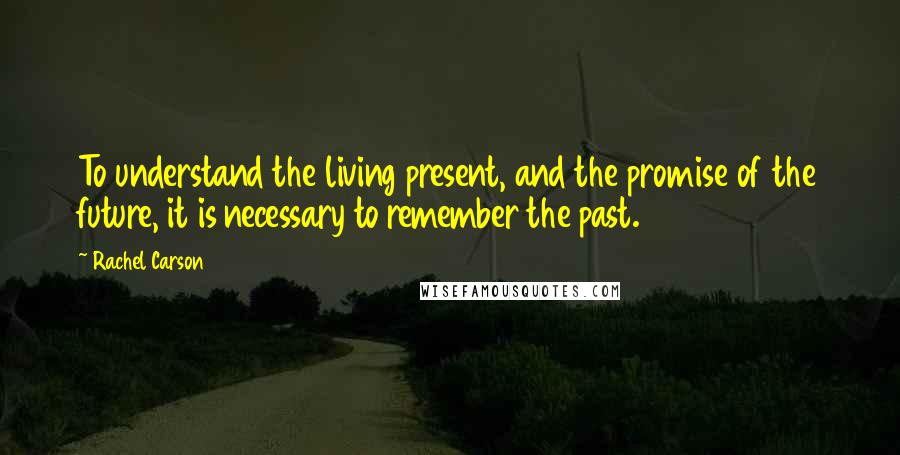 Rachel Carson Quotes: To understand the living present, and the promise of the future, it is necessary to remember the past.
