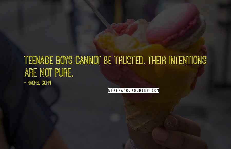 Rachel Cohn Quotes: Teenage boys cannot be trusted. Their intentions are not pure.