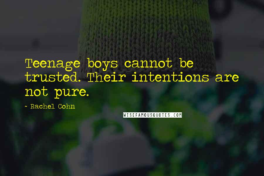 Rachel Cohn Quotes: Teenage boys cannot be trusted. Their intentions are not pure.