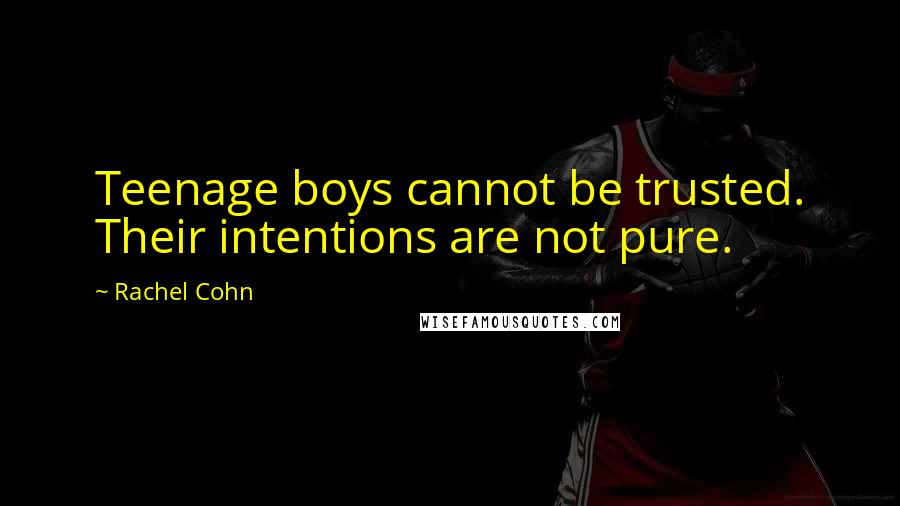 Rachel Cohn Quotes: Teenage boys cannot be trusted. Their intentions are not pure.