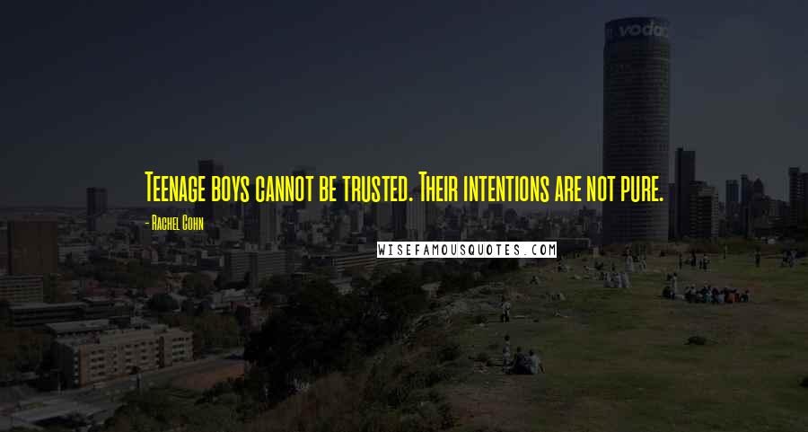 Rachel Cohn Quotes: Teenage boys cannot be trusted. Their intentions are not pure.