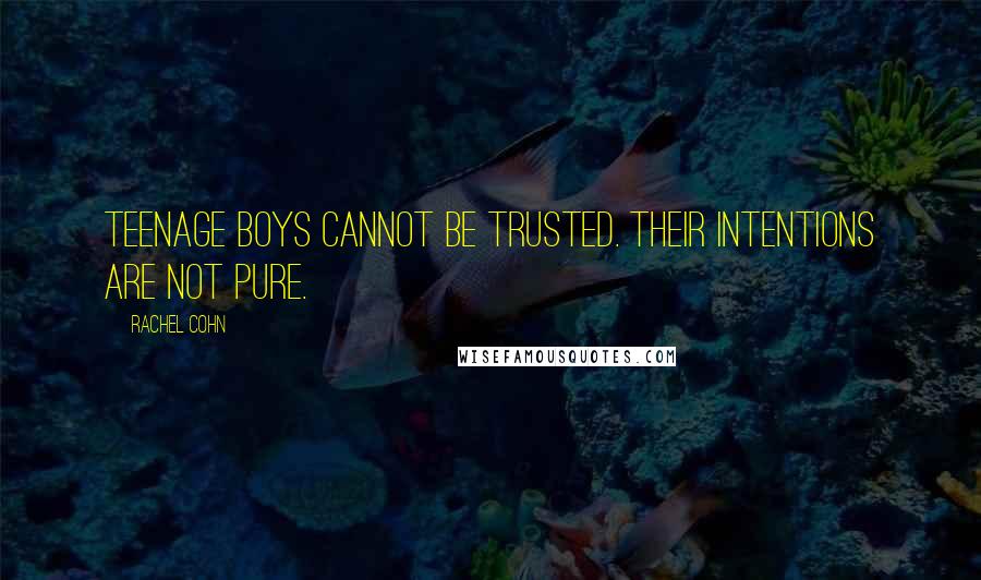 Rachel Cohn Quotes: Teenage boys cannot be trusted. Their intentions are not pure.