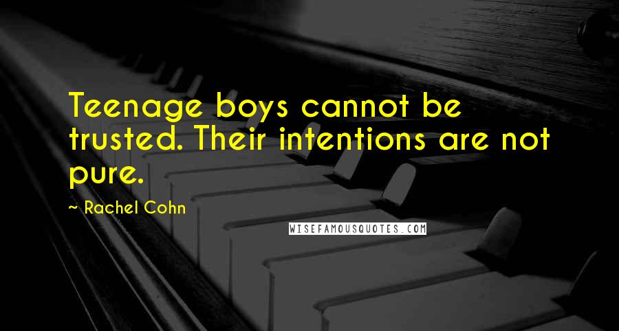 Rachel Cohn Quotes: Teenage boys cannot be trusted. Their intentions are not pure.