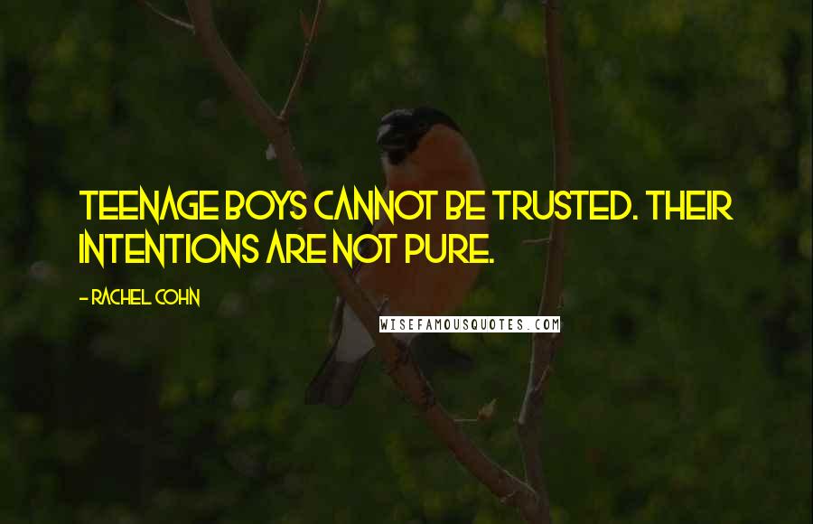 Rachel Cohn Quotes: Teenage boys cannot be trusted. Their intentions are not pure.