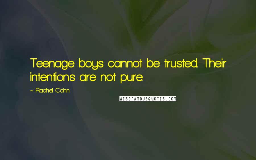 Rachel Cohn Quotes: Teenage boys cannot be trusted. Their intentions are not pure.