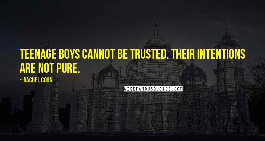 Rachel Cohn Quotes: Teenage boys cannot be trusted. Their intentions are not pure.