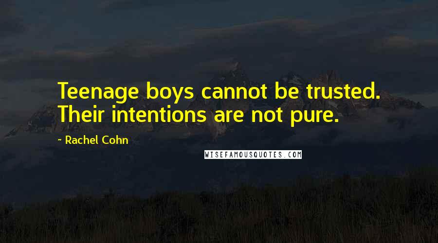 Rachel Cohn Quotes: Teenage boys cannot be trusted. Their intentions are not pure.