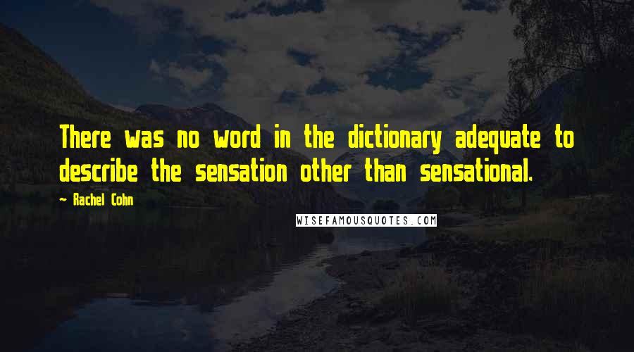 Rachel Cohn Quotes: There was no word in the dictionary adequate to describe the sensation other than sensational.
