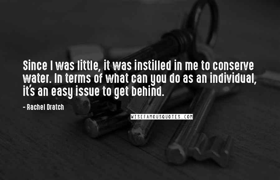 Rachel Dratch Quotes: Since I was little, it was instilled in me to conserve water. In terms of what can you do as an individual, it's an easy issue to get behind.