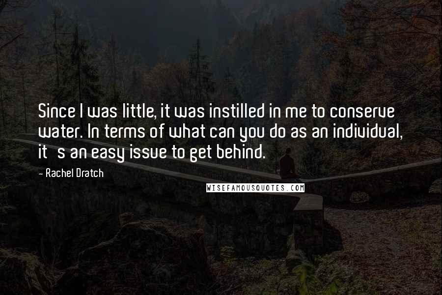 Rachel Dratch Quotes: Since I was little, it was instilled in me to conserve water. In terms of what can you do as an individual, it's an easy issue to get behind.