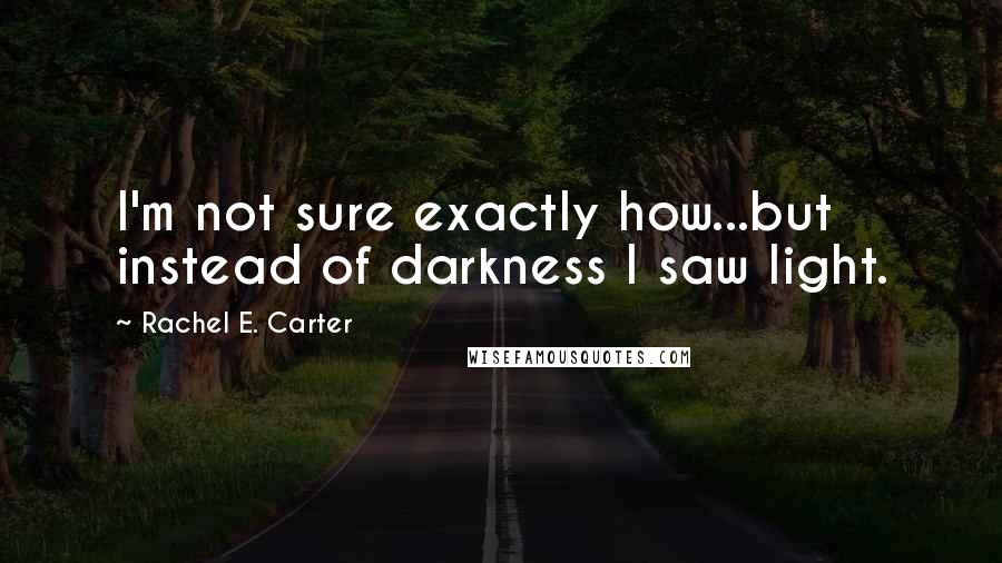 Rachel E. Carter Quotes: I'm not sure exactly how...but instead of darkness I saw light.