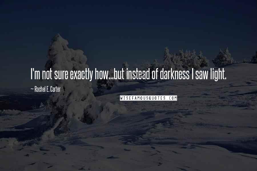 Rachel E. Carter Quotes: I'm not sure exactly how...but instead of darkness I saw light.