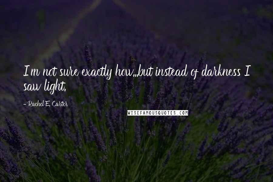 Rachel E. Carter Quotes: I'm not sure exactly how...but instead of darkness I saw light.