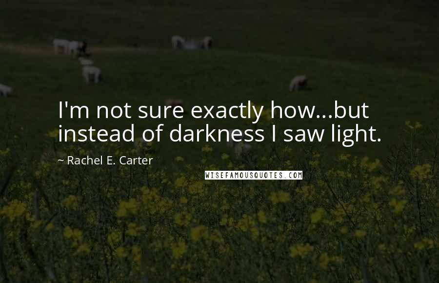 Rachel E. Carter Quotes: I'm not sure exactly how...but instead of darkness I saw light.