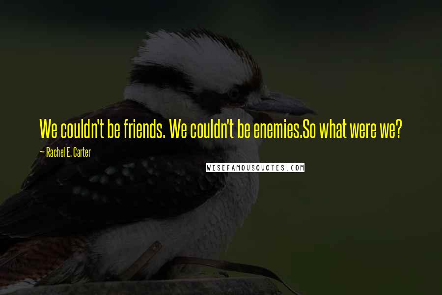 Rachel E. Carter Quotes: We couldn't be friends. We couldn't be enemies.So what were we?