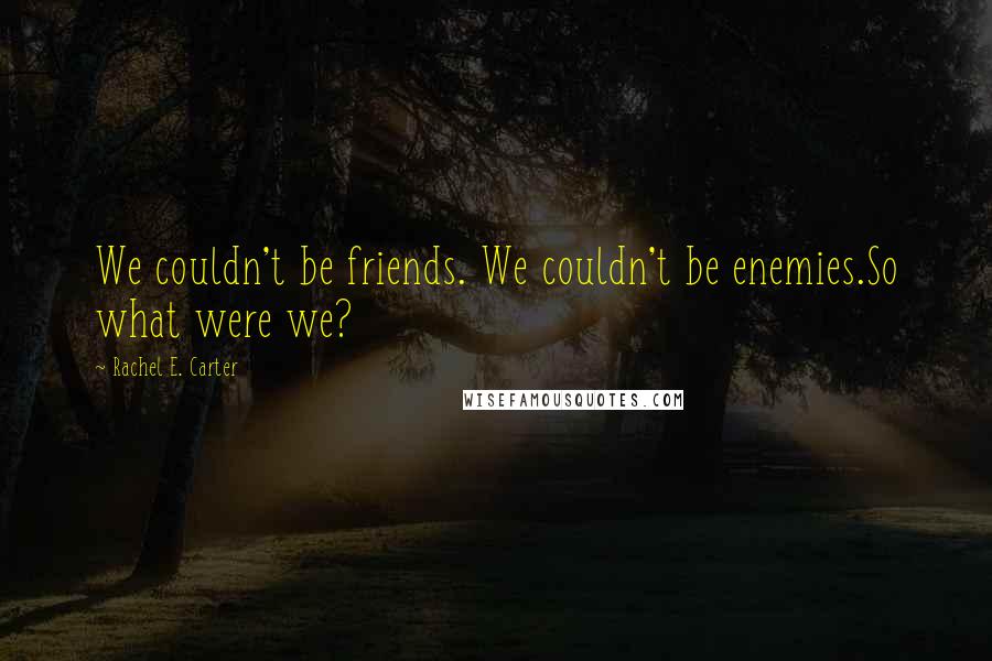 Rachel E. Carter Quotes: We couldn't be friends. We couldn't be enemies.So what were we?