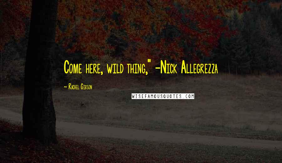 Rachel Gibson Quotes: Come here, wild thing," -Nick Allegrezza