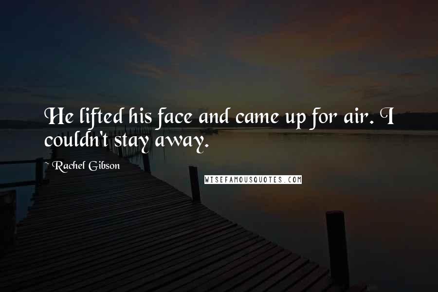 Rachel Gibson Quotes: He lifted his face and came up for air. I couldn't stay away.