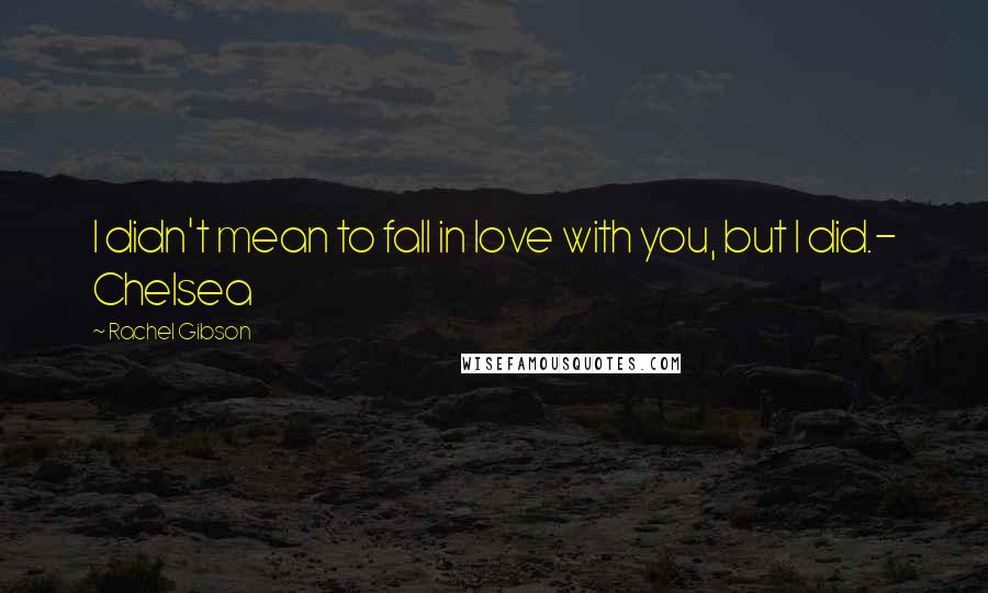 Rachel Gibson Quotes: I didn't mean to fall in love with you, but I did.- Chelsea