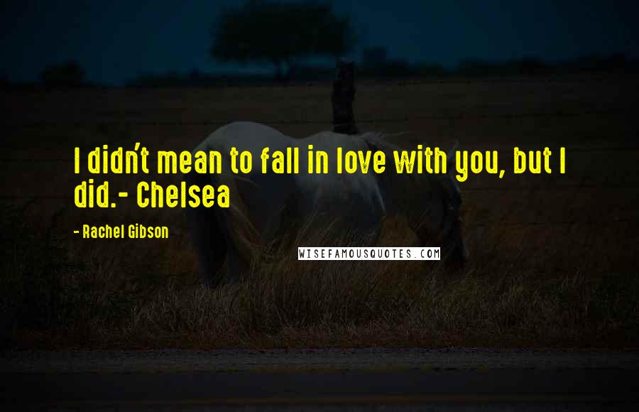 Rachel Gibson Quotes: I didn't mean to fall in love with you, but I did.- Chelsea