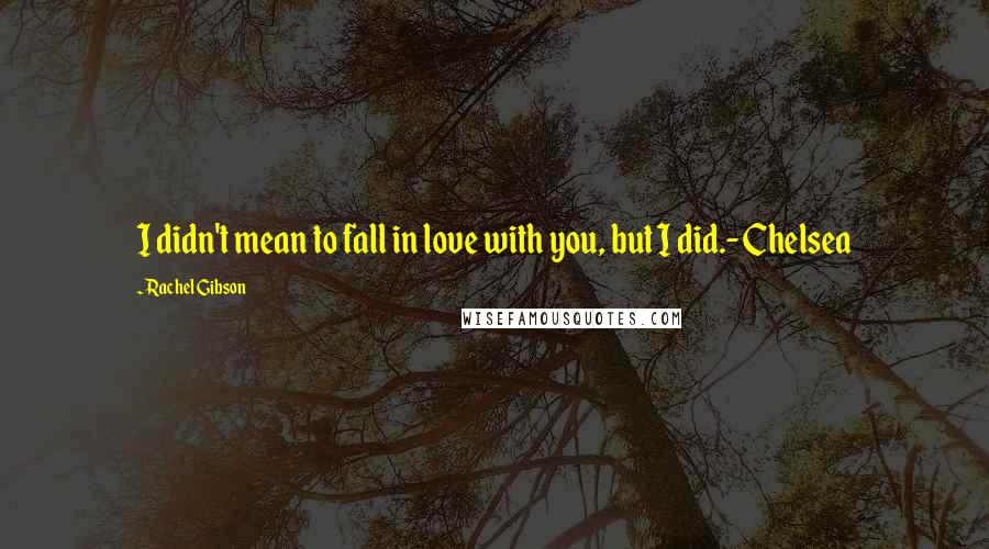 Rachel Gibson Quotes: I didn't mean to fall in love with you, but I did.- Chelsea