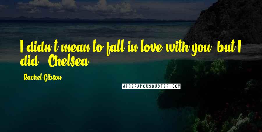 Rachel Gibson Quotes: I didn't mean to fall in love with you, but I did.- Chelsea