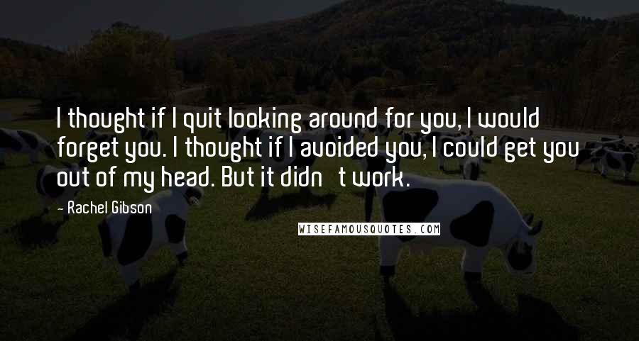 Rachel Gibson Quotes: I thought if I quit looking around for you, I would forget you. I thought if I avoided you, I could get you out of my head. But it didn't work.