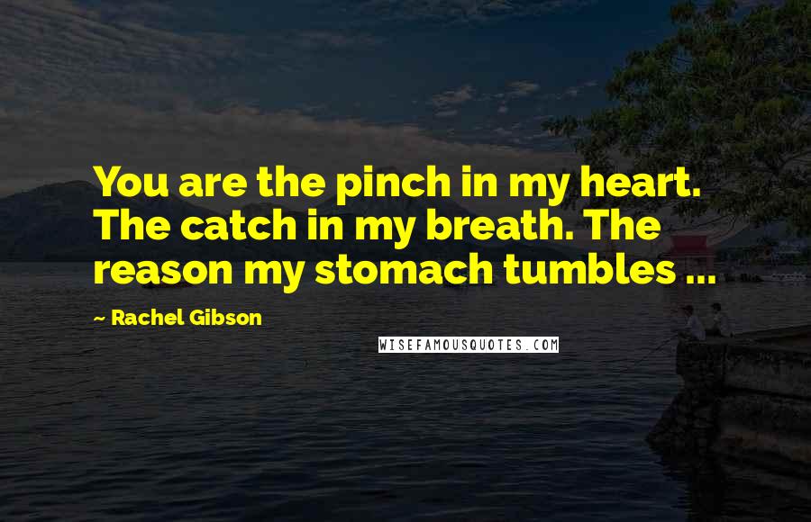Rachel Gibson Quotes: You are the pinch in my heart. The catch in my breath. The reason my stomach tumbles ...