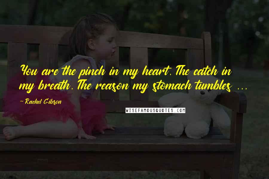 Rachel Gibson Quotes: You are the pinch in my heart. The catch in my breath. The reason my stomach tumbles ...