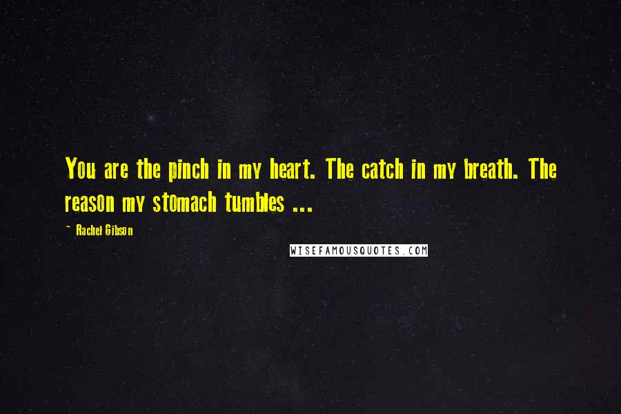 Rachel Gibson Quotes: You are the pinch in my heart. The catch in my breath. The reason my stomach tumbles ...