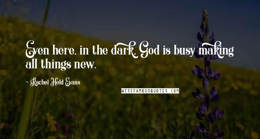 Rachel Held Evans Quotes: Even here, in the dark, God is busy making all things new.