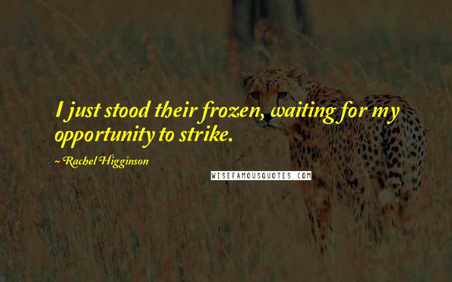 Rachel Higginson Quotes: I just stood their frozen, waiting for my opportunity to strike.