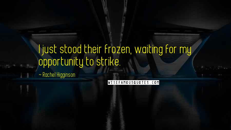 Rachel Higginson Quotes: I just stood their frozen, waiting for my opportunity to strike.